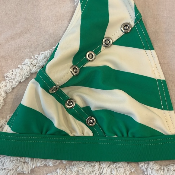 Green and White Striped String Bikini Size M HEAT - Picture 5 of 11